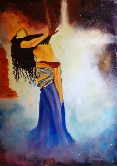 Malerei mit dem Titel "Danseuse orientale" von San Roman, Original-Kunstwerk, Acryl