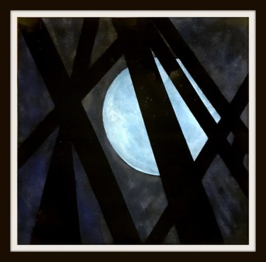 Pintura titulada "Lune bleue" por San Roman, Obra de arte original, Collages