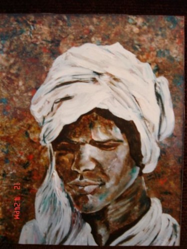 Peinture intitulée "Portrait ethnique" par San Roman, Œuvre d'art originale
