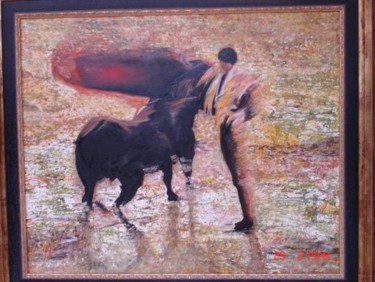 Malerei mit dem Titel "Corrida sous la plu…" von San Roman, Original-Kunstwerk, Andere