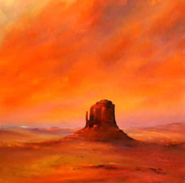Malerei mit dem Titel "Desert Glow" von Petra Ackermann, Original-Kunstwerk, Öl