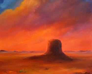 Malerei mit dem Titel "Desert Nightfall" von Petra Ackermann, Original-Kunstwerk, Öl
