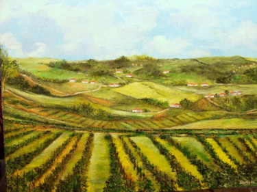 Painting titled ""Vinhedos"" by Santana, Original Artwork, Oil