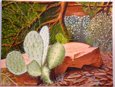 Pintura titulada "cactus à Sedona" por Paul Santander, Obra de arte original, Oleo