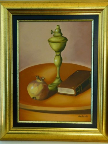 Peinture intitulée "Grenade et lampe à…" par Paul Santander, Œuvre d'art originale, Huile