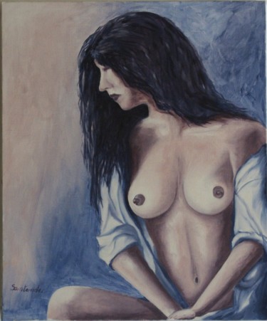 绘画 标题为“buste  de femme” 由Paul Santander, 原创艺术品, 油