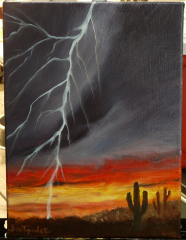 Картина под названием "Storm in New Mexico" - Paul Santander, Подлинное произведение искусства, Другой