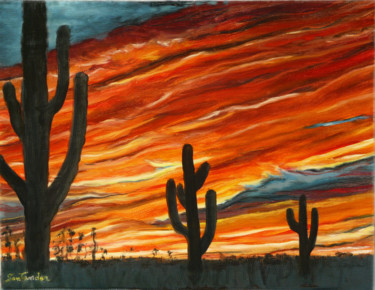 Pintura intitulada "Cactus in New-Mexico" por Paul Santander, Obras de arte originais