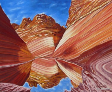 Painting titled "" the wave"reflecti…" by Paul Santander, Original Artwork, Oil