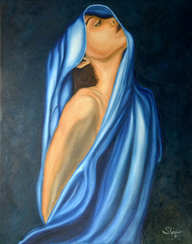 Painting titled "Piel femenina 12" by Santi Goñi, Original Artwork, Oil Mounted on Wood Stretcher frame