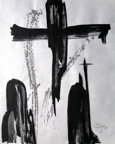 Dessin intitulée "Monocromia 233" par Santi Goñi, Œuvre d'art originale, Encre