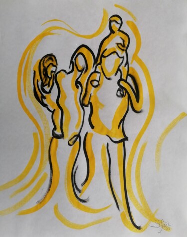 Drawing titled "Serie dorada 62" by Santi Goñi, Original Artwork, Ink