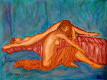 Malerei mit dem Titel "29-en-la-sauna-2.jpg" von Santi Goñi, Original-Kunstwerk, Öl
