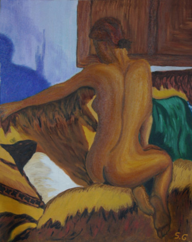 Pintura intitulada "1-de-espaldas.jpg" por Santi Goñi, Obras de arte originais, Óleo