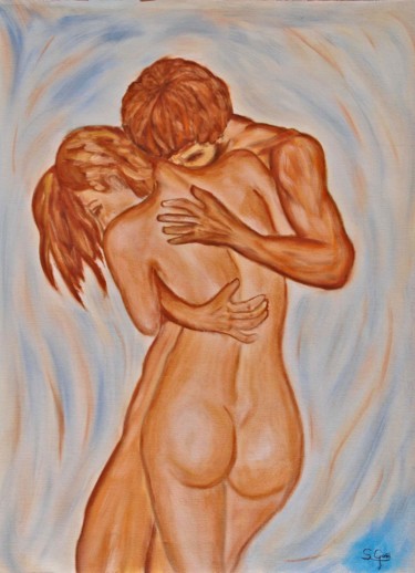 Pintura titulada "3-el-abrazo.jpg" por Santi Goñi, Obra de arte original, Oleo