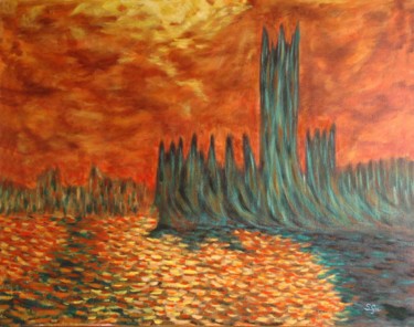 Schilderij getiteld "5-el-congreso-monet…" door Santi Goñi, Origineel Kunstwerk, Olie