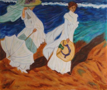 Pintura intitulada "8-paseo-por-la-play…" por Santi Goñi, Obras de arte originais, Óleo