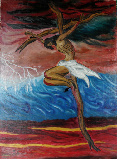 Peinture intitulée "3-cristo-de-plasenc…" par Santi Goñi, Œuvre d'art originale, Huile