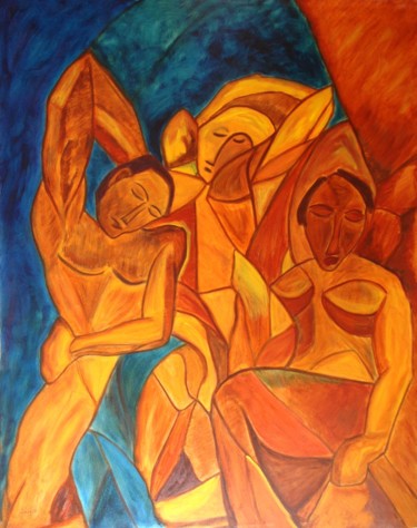 Ζωγραφική με τίτλο "16-Tres-mujeres-Pic…" από Santi Goñi, Αυθεντικά έργα τέχνης, Λάδι