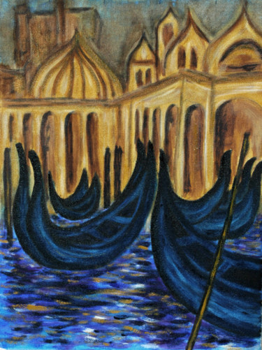 Painting titled "17-gondolas.jpg" by Santi Goñi, Original Artwork, Oil