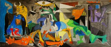 Картина под названием "23-Guernica.jpg" - Santi Goñi, Подлинное произведение искусства, Масло