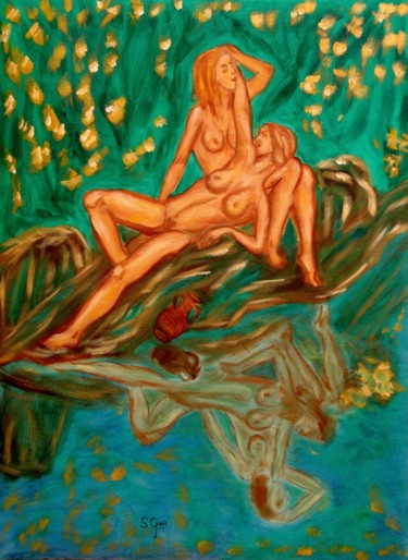 Pittura intitolato "4-el-estanque.jpg" da Santi Goñi, Opera d'arte originale, Olio