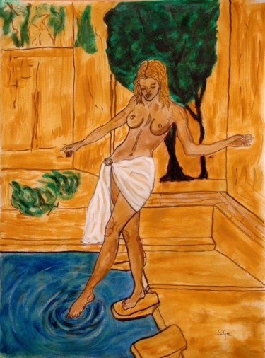 Pittura intitolato "26-el-jardin-2.jpg" da Santi Goñi, Opera d'arte originale, Olio