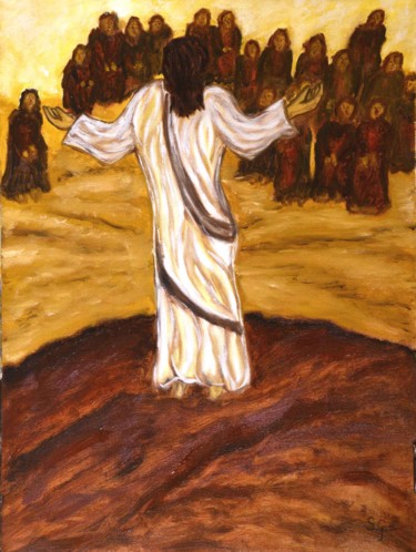 Painting titled "2-mensaje-a-los-apo…" by Santi Goñi, Original Artwork, Oil