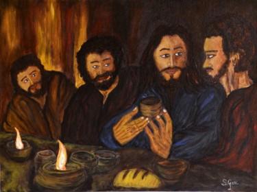 Painting titled "3-ultima-cena-60x45…" by Santi Goñi, Original Artwork, Oil