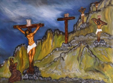 「7-viacrucis-60x45.j…」というタイトルの絵画 Santi Goñiによって, オリジナルのアートワーク, オイル