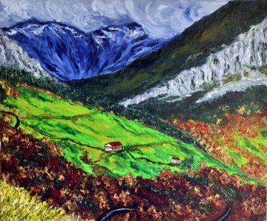 Painting titled "Valle-del-rio-Ganda…" by Santi Goñi, Original Artwork, Oil