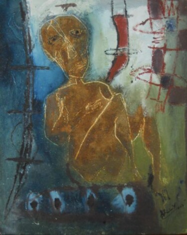 Painting titled "Hombre amarillo" by Santiago, Original Artwork