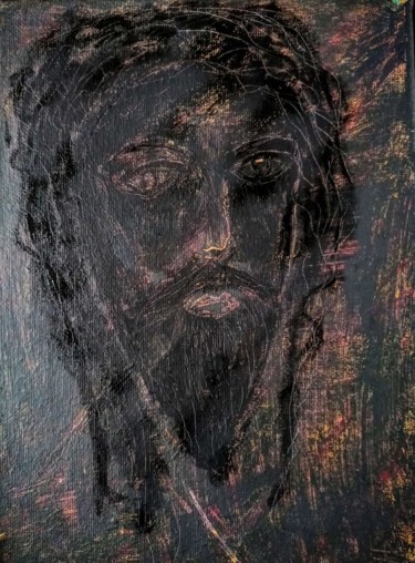 Painting titled "Jesus" by Santiago Harizaj, Original Artwork, Oil