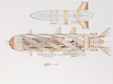 Dibujo titulada "Cruiser Zeppelin, A…" por Santiago Restrepo, Obra de arte original, Tinta