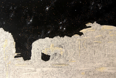 Disegno intitolato "Space Colony" da Santiago Restrepo, Opera d'arte originale, Inchiostro