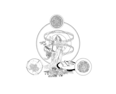 Desenho intitulada "Athena, Goddess" por Santiago Restrepo, Obras de arte originais, Tinta