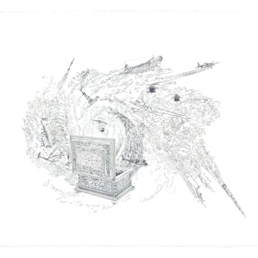 Drawing titled "Pandora's Box" by Santiago Restrepo, Original Artwork, Ink