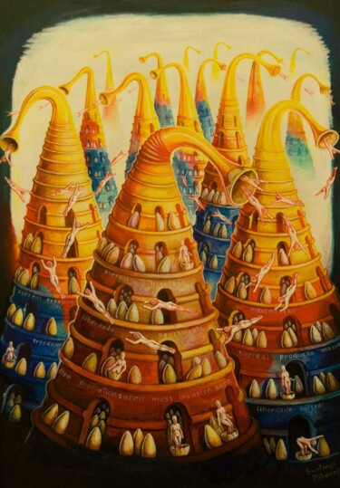 Malerei mit dem Titel "Surreal Mass Produc…" von Santiago Ribeiro, Original-Kunstwerk, Öl