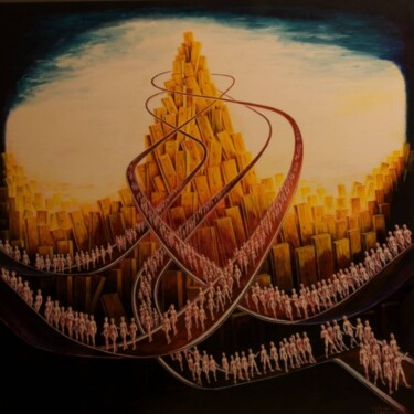 Painting titled "The City of Slat" by Santiago Ribeiro, Original Artwork, Oil