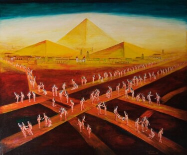 Painting titled "Ancient Civilization" by Santiago Ribeiro, Original Artwork, Oil