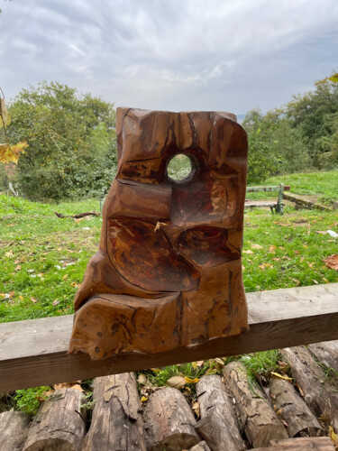 Skulptur mit dem Titel "La fusión by Santia…" von Santiago Sanchez Valor, Original-Kunstwerk, Holz