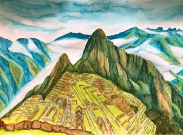 Peinture intitulée "Macchu Picchu" par Santiago Morata, Œuvre d'art originale, Aquarelle