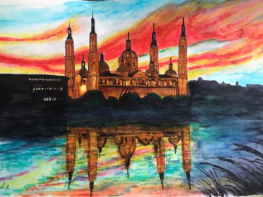 Peinture intitulée "Zaragoza" par Santiago Morata, Œuvre d'art originale, Aquarelle
