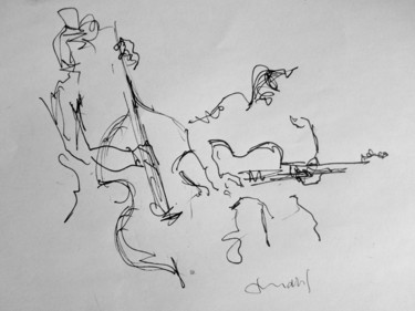 Drawing titled "MUSIC" by Marc Turpaud, Original Artwork, Marker