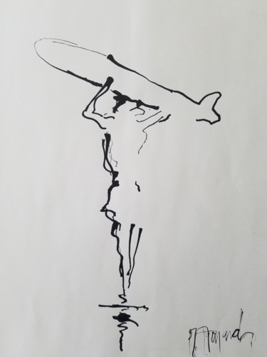 Drawing titled "noir et blanc" by Marc Turpaud, Original Artwork, Ink