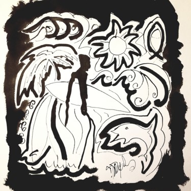 Dessin intitulée "signe" par Marc Turpaud, Œuvre d'art originale, Encre