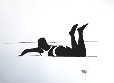 Σχέδιο με τίτλο "Girl" από Marc Turpaud, Αυθεντικά έργα τέχνης, Μελάνι