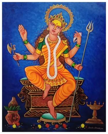 Painting titled "Durga Devi 3" by Santosh Dangare, Original Artwork, Acrylic