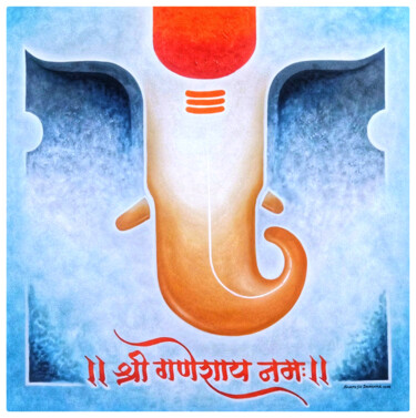 Malerei mit dem Titel "Shree Ganesh" von Santosh Dangare, Original-Kunstwerk, Acryl