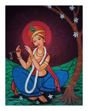 Painting titled "Kirshna Murari" by Santosh Dangare, Original Artwork, Acrylic
